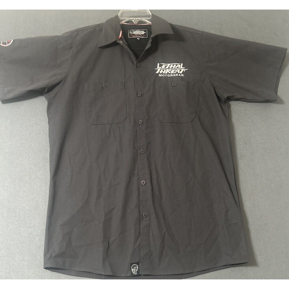 Lethal Threat No Regrets Motorgear “bajo Y Lento” Embroidered Shirt Gray Sz M